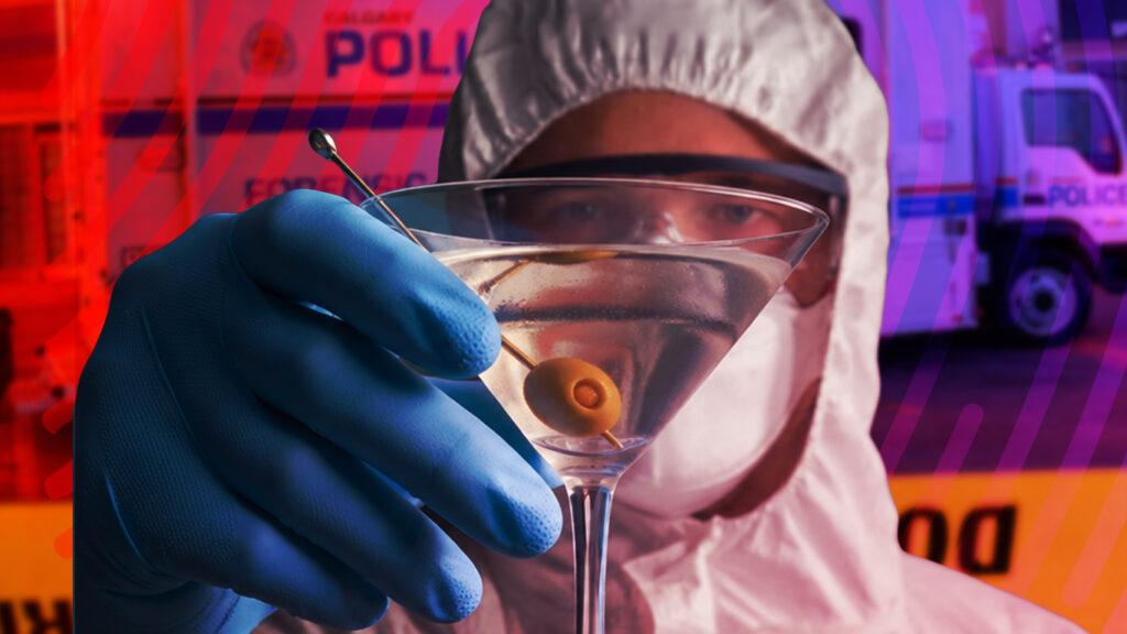 Forensic Scientist examining a cocktail